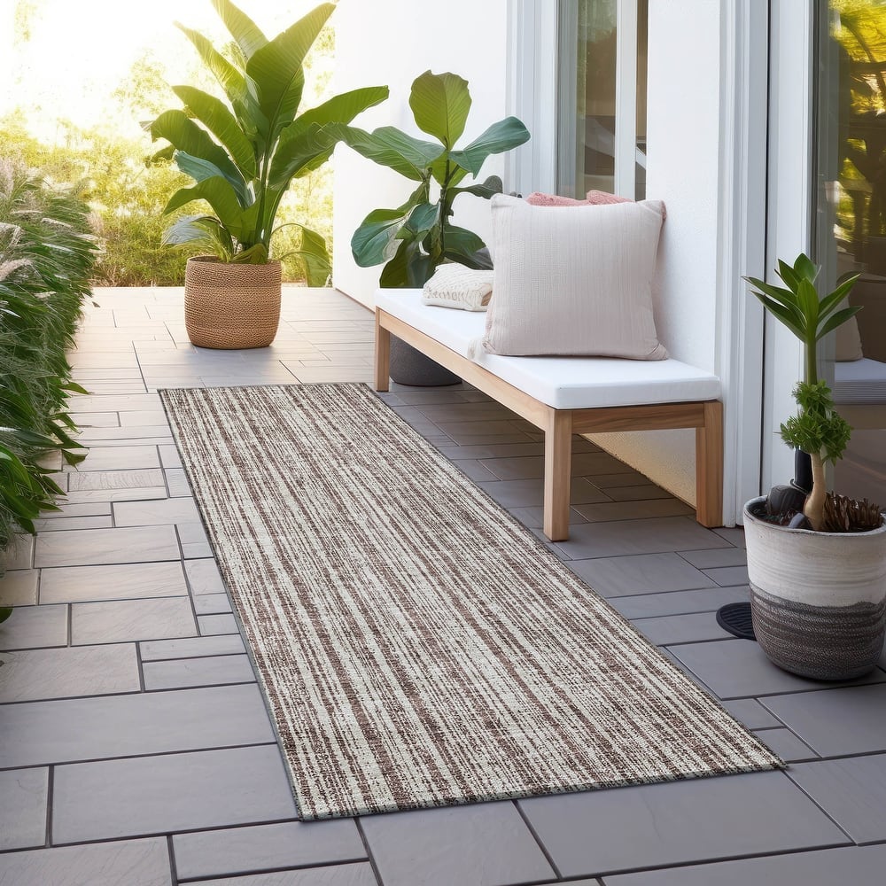 Machine Washable Indoor/ Outdoor Chantille Contemporary Stripes Rug
