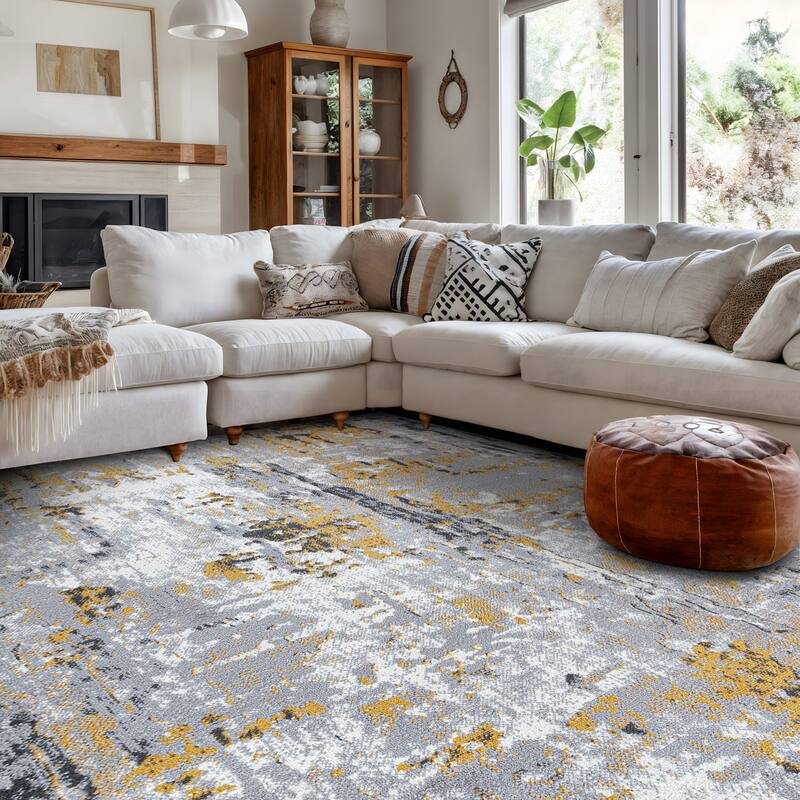 World Rug Gallery Distressed Modern Abstract Area Rug