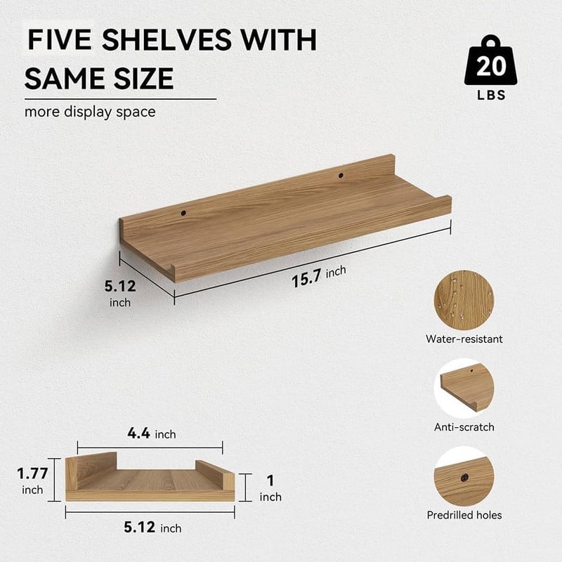 5 Set Floating Shelves for Wall Decor