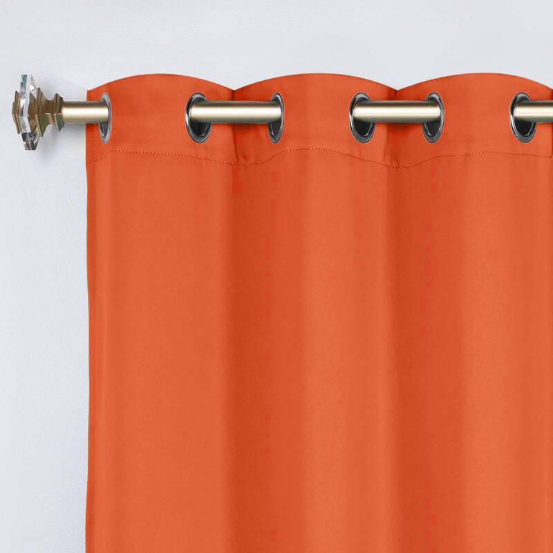 Superior Solid Machine Washable Room Darkening Grommet Curtains, Set of 2