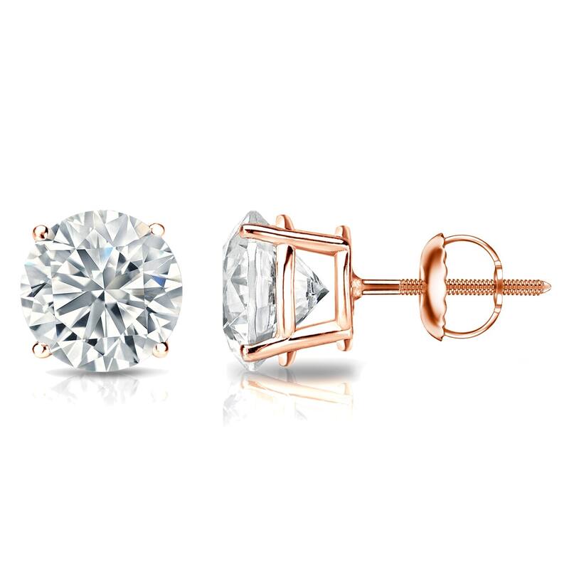Auriya 2ctw Round Diamond Stud Earrings 14K Gold GIA Certified - Rose