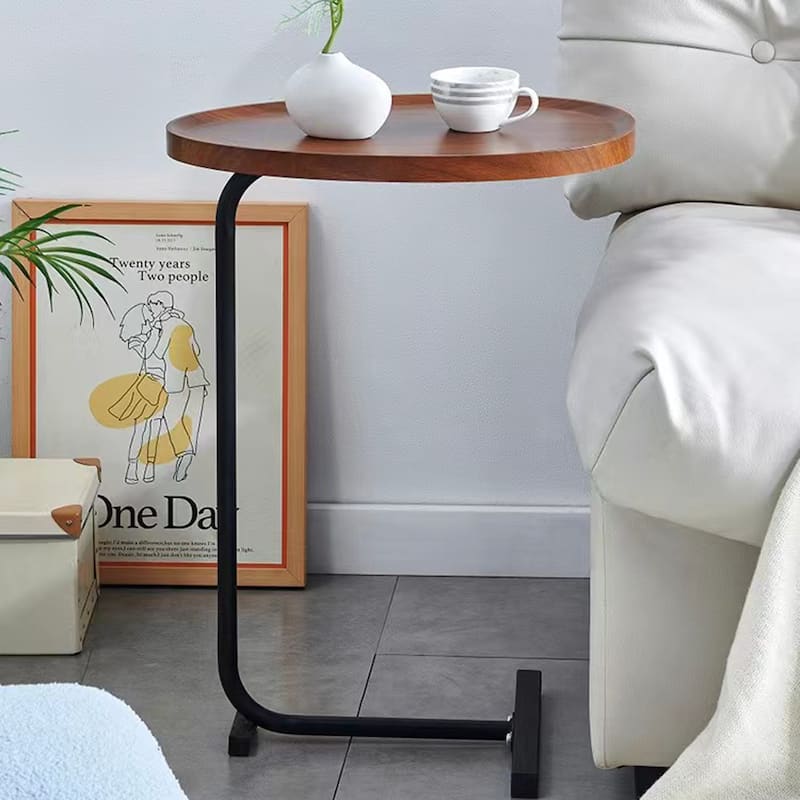 Brown C-shaped Side Table - Brown