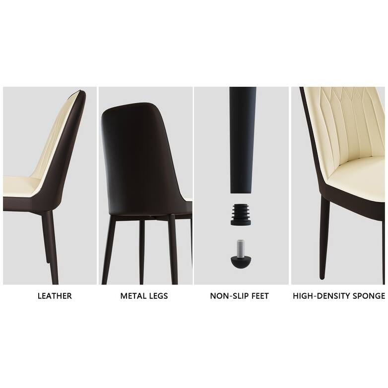 Modern Dining Set with Rectangular Glass Table & PU Upholstered Chairs