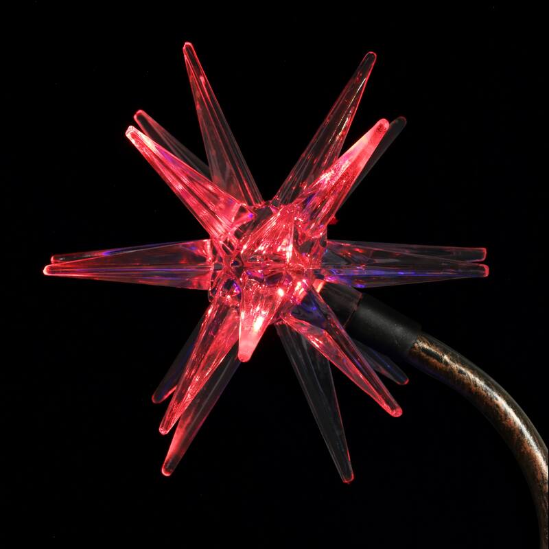 Exhart Solar Patriotic Triple Starburst Garden Stake in Red, White, and Blue with Three LED Lights, 11 by 33 Inches