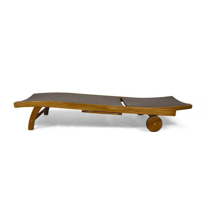 Banzai Outdoor Wicker and Wood Chaise Lounge (Set of 4) by Christopher Knight Home
