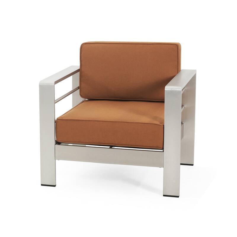 Cape Coral Outdoor Aluminum Club Chair with Cushions (Set of 2) by Christopher Knight Home