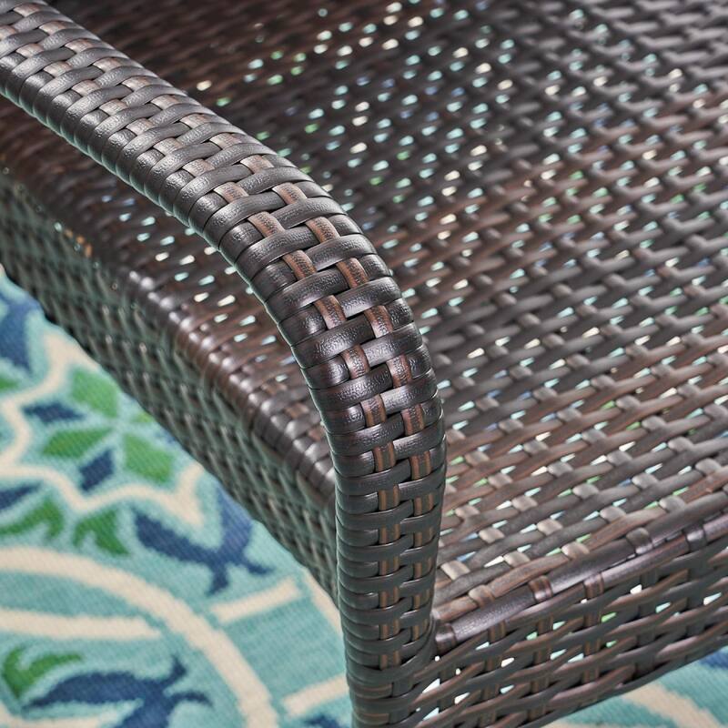 Roomfitters Outdoor Wicker Stacking Chairs, Transitional PE Rattan with Curved Armrests