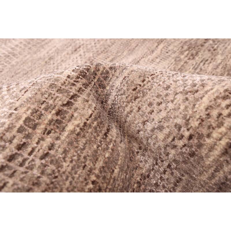 ECARPETGALLERY Hand-knotted Finest Silk Shadow Taupe Viscose, Wool Rug - 9'0 x 12'2