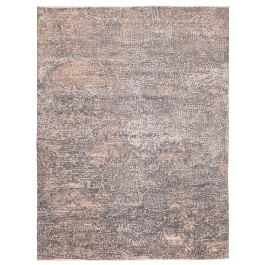ECARPETGALLERY Hand-knotted Elysian Grey Wool Rug - 9'1 x 11'10