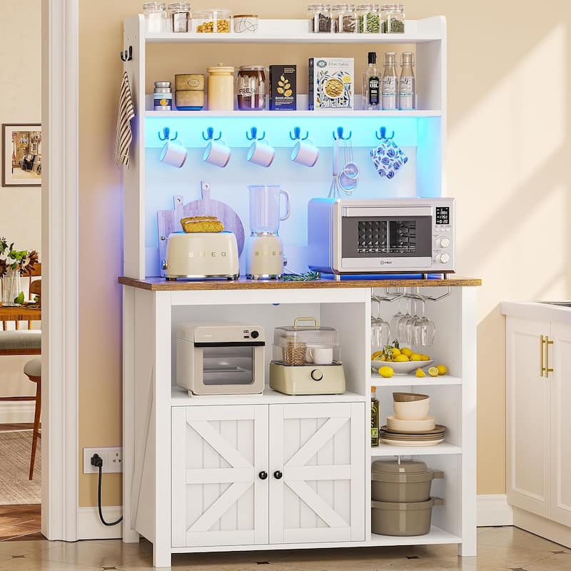 Baker's Rack Coffee Bar Cabinet Microwave Stand Kitchen Cabinet