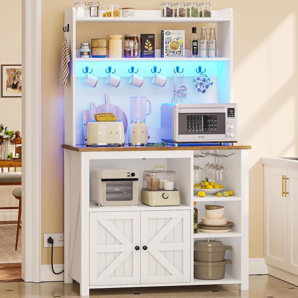Baker's Rack Coffee Bar Cabinet Microwave Stand Kitchen Cabinet