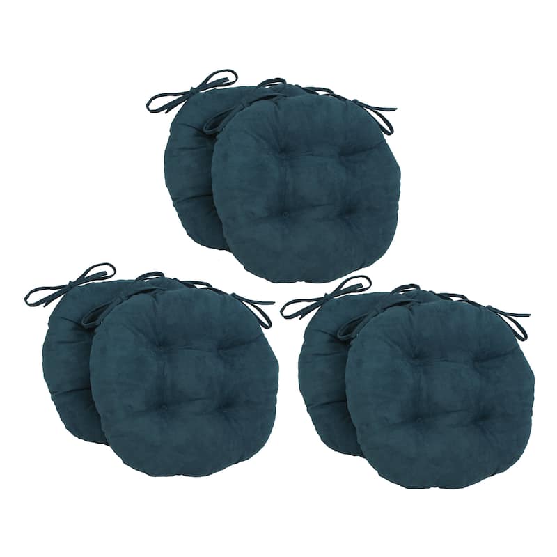 16-inch Round Indoor Microsuede Chair Cushions (Set of 2, 4, or 6) - Set of 6 - Teal