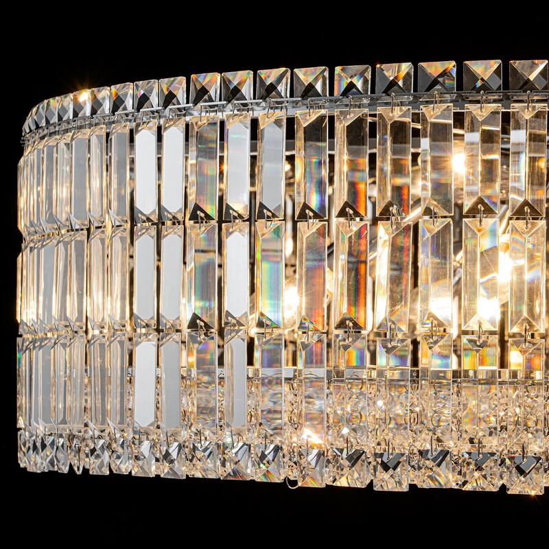 12-Lights Modern Drum Glam Dimmable Crystal Chandelier Round Kitchen Island Light - W31.5"