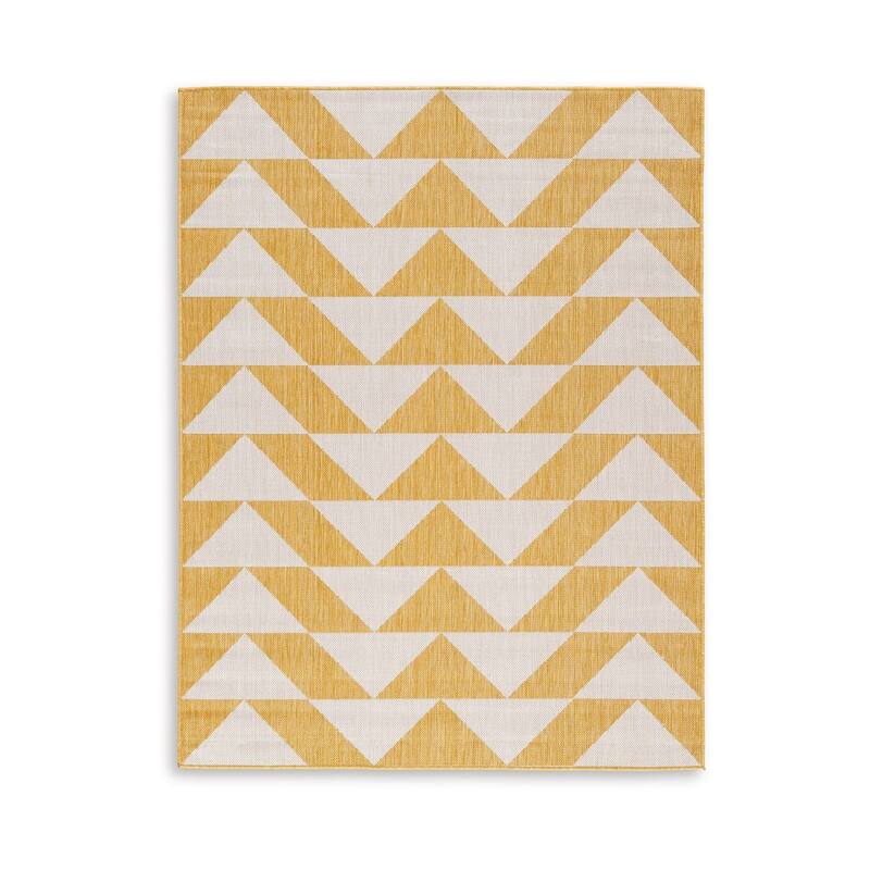 Hamley 8 x 10 Area Rug, Indoor Outdoor, Geometric Prints, Yellow, White - 8 x 10