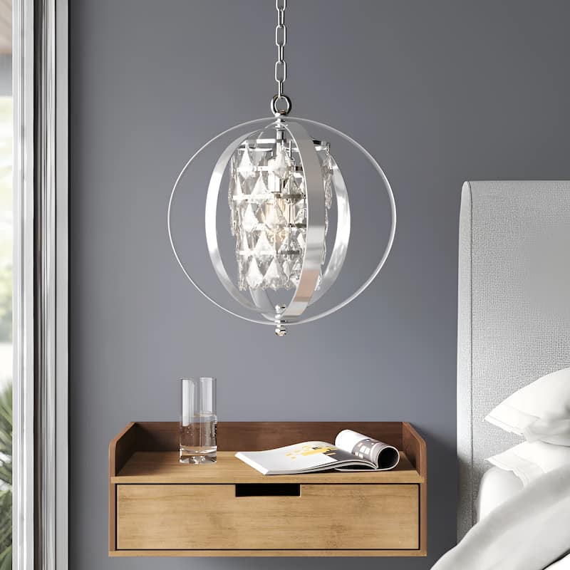 1 Light Mimi Orb Globe Crystal Chandelier 13 Inches Wide - Chrome