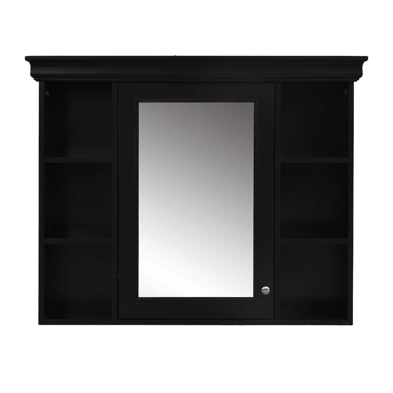 Wall Mounted Bathroom Storage Cabinet, Bathroom Wall Cabinet with Mirror Door, Medicine Cabinet with 6 Open Shelves