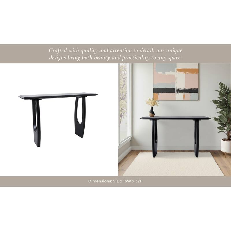 Solid Wood Console Table with Sculptural Base and Modern Design