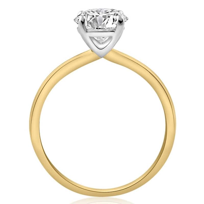 1 1/2CT Moissanite 4Prong Solitaire Engagement Ring in White or Yellow Gold
