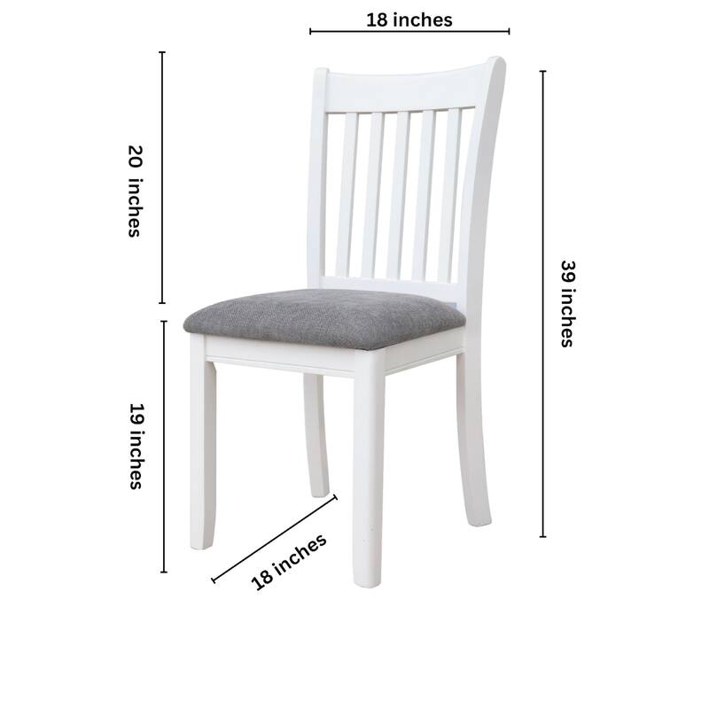 Dining Chairs Set of 2, Wooden Upholstered Kitchen Chairs, Breakfast Chairs with Slatted Back and Rubber Wood Frame