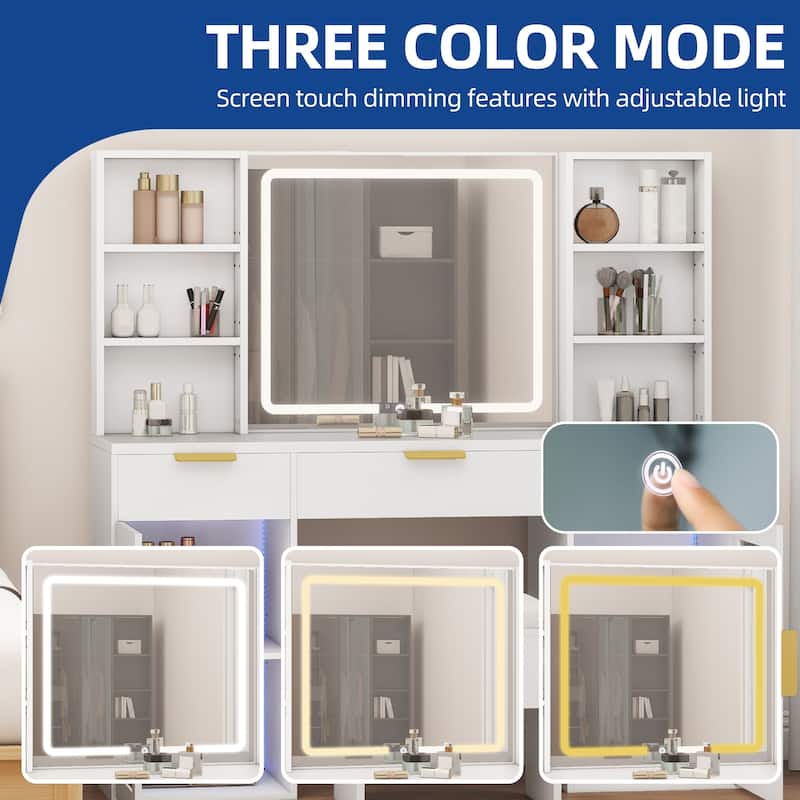 56" Makeup Vanity Desk with LED Mirror