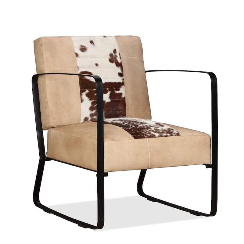 vidaXL Sofa Single Sofa Chair with Metal Frame for Living Room Genuine Leather - 23.6" x 25.2" x 29.1"