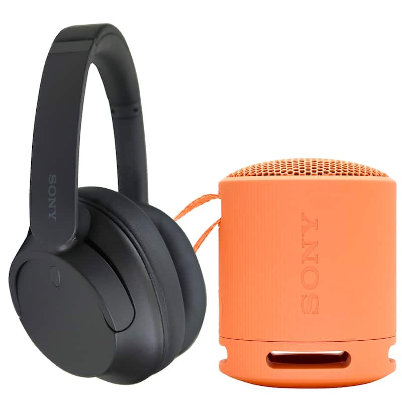 Sony Wireless Over-Ear Noise-Canceling Headphones WH-CH720N + Sony XB100 Portable Waterproof Bluetooth Speaker (Orange) - Black
