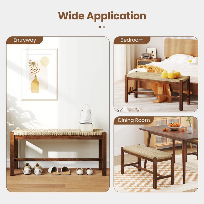 Costway 40" Long Wood Bench Indoor Dining Entryway End of Bed Bench - See Details