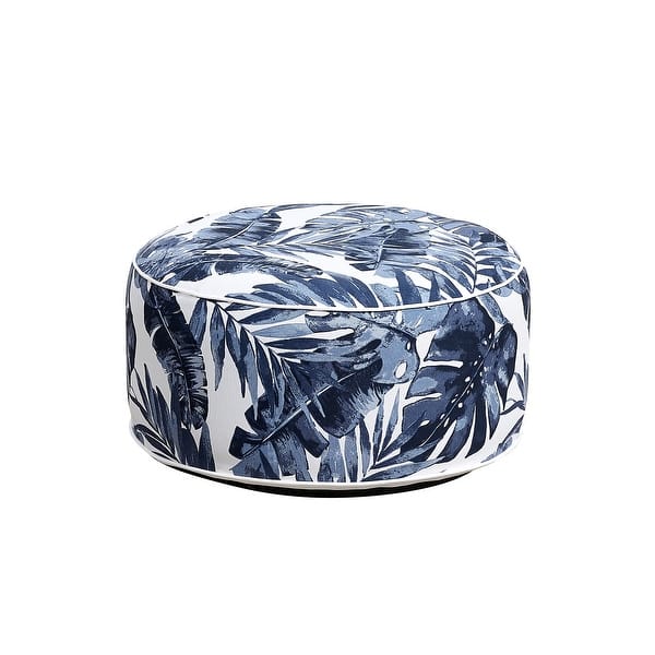 Ove Decors Marlowe 21 In Blue Leaf Outdoor Inflatable Ottoman Overstock 31635000