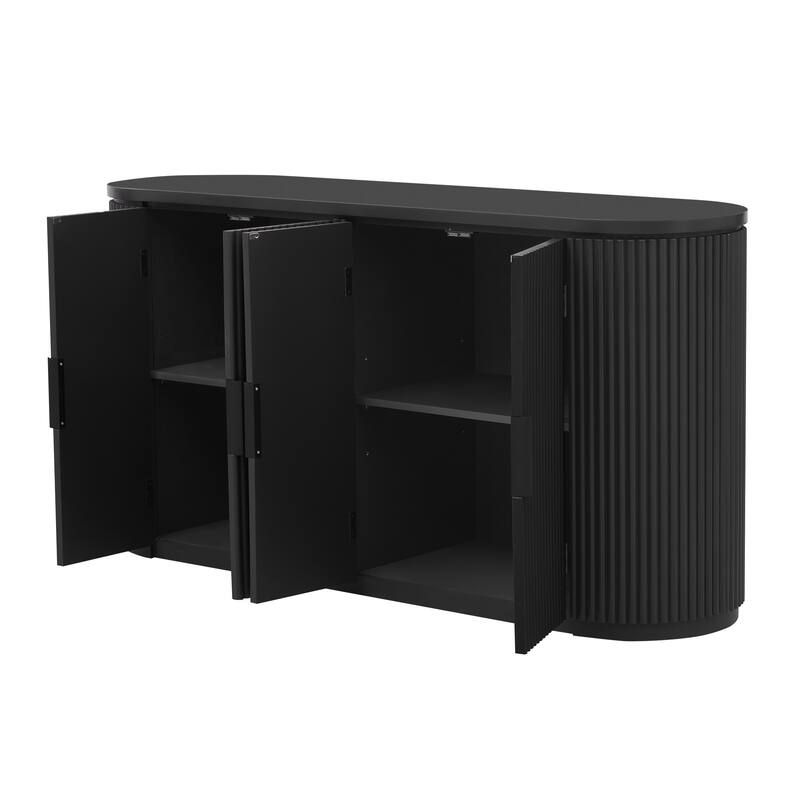 63" Black Storage Cabinet Entry Cabinet Buffet Cabinet Console Table