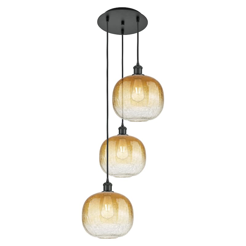 Innovations Lighting Endless Possibilities Ballston - Brookhaven Sphere - 3 Light 17" Cord Hung Multi Pendant - Matte Black/Amber