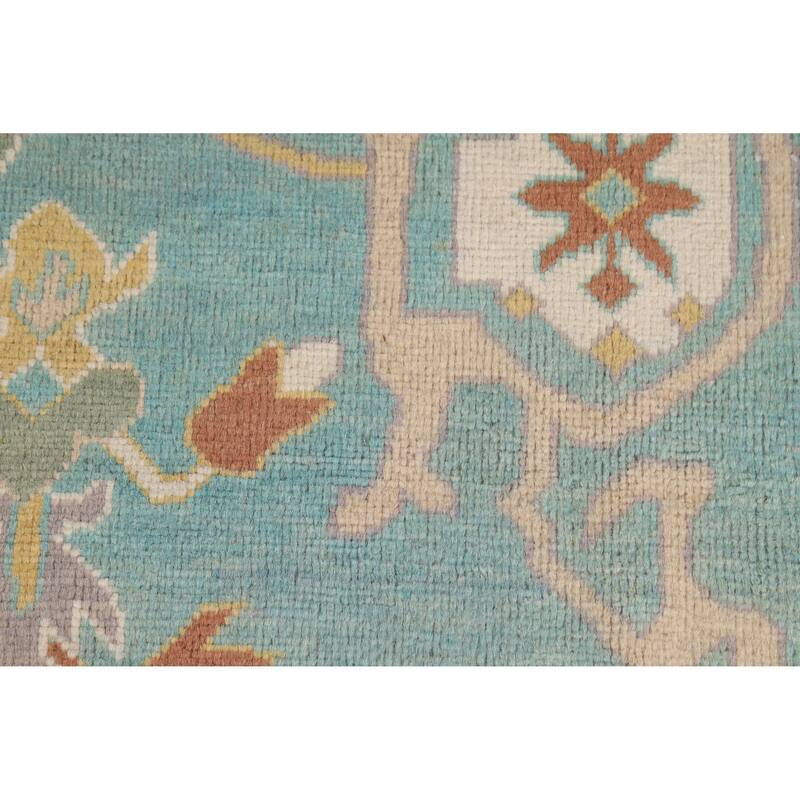 Hand Knotted Oriental 100% Wool Carpet Transitional All-Over Navy Blue & Blues Oushak Area Rug - 10' 0'' X 8' 4''