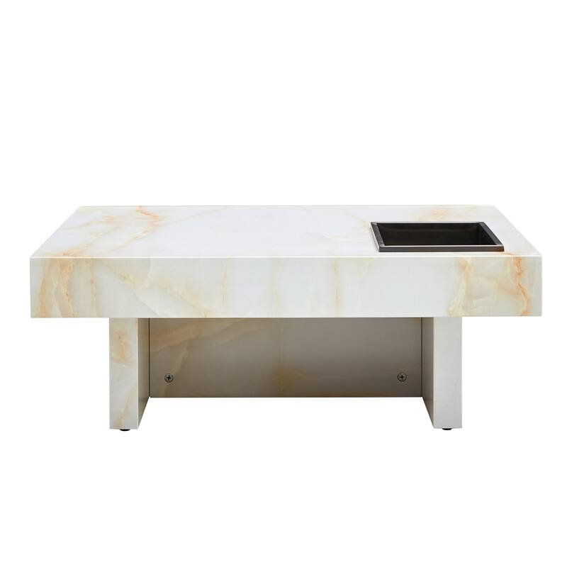 A Modern And Practical Coffee Table With Imitation Marble Patterns,Made Of Mdf Material,The Fusion Of Elegance And Natural