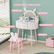 preview thumbnail 47 of 51, Kids Vanity Set with Mirror Makeup Dressing Table with Drawer