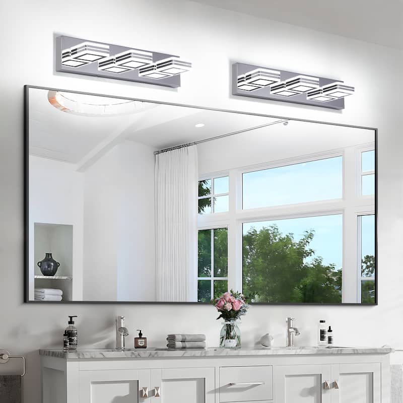 Modern Dimmable Vanity Lights for Bathroom LED 3 Light Bathroom Lights Over Mirror Bath Wall Lighting