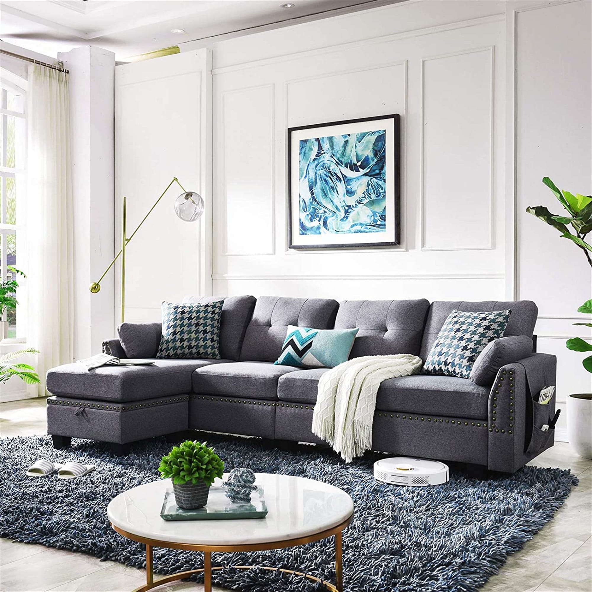 Dark grey 4 hot sale seater sofa