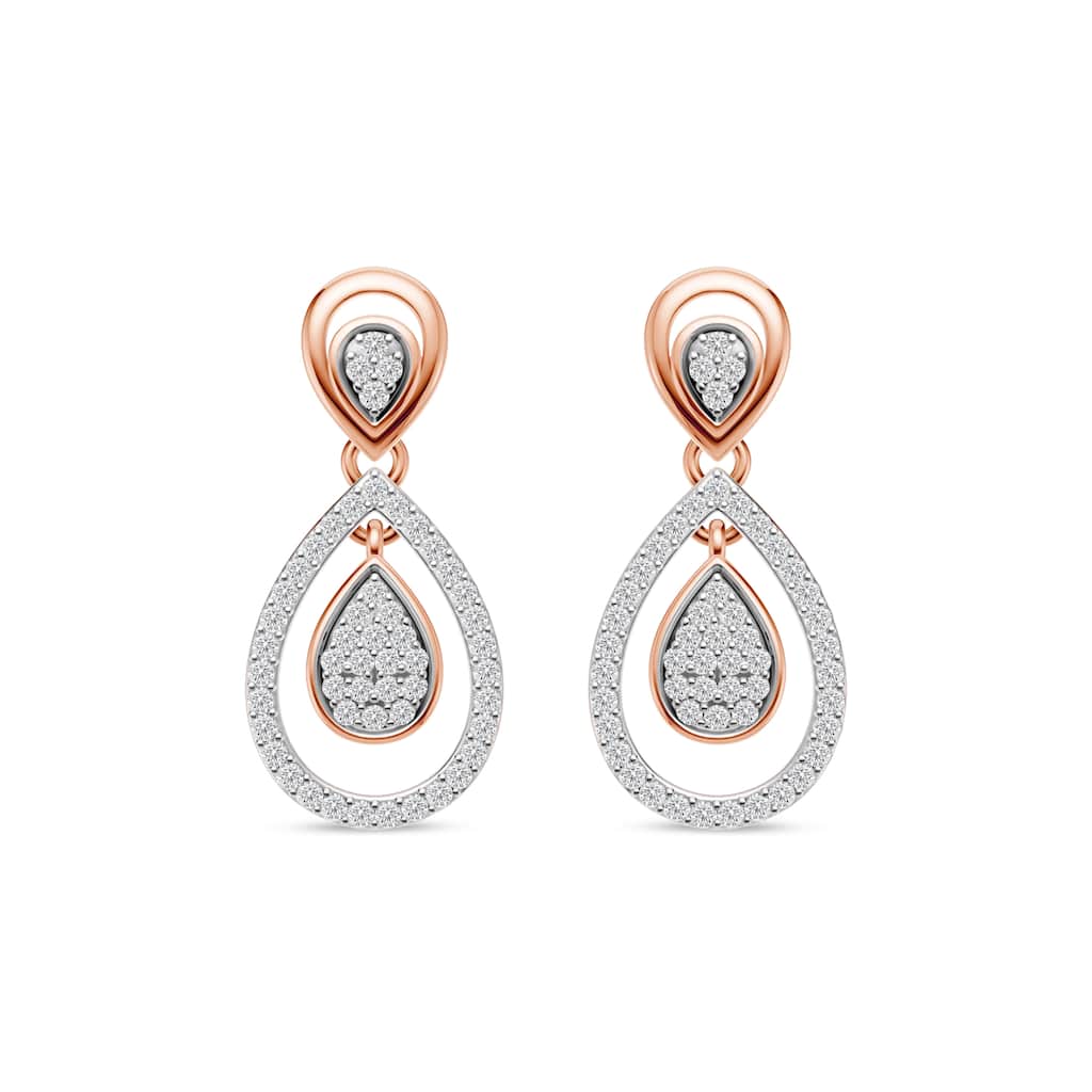 1/4ct TDW Diamond Cluster Drop Earrings in 10k Rose Gold for Women - Rose gold