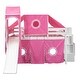 preview thumbnail 3 of 7, Pink Full Size Pine Wood Loft Bed with Storage Staircase, Slide, Tent, Tower, Guardrail