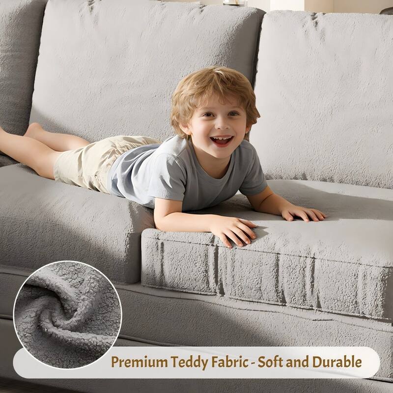 85.1" Teddy Upholstered Sofa with Pull-Out Bed and USB Port