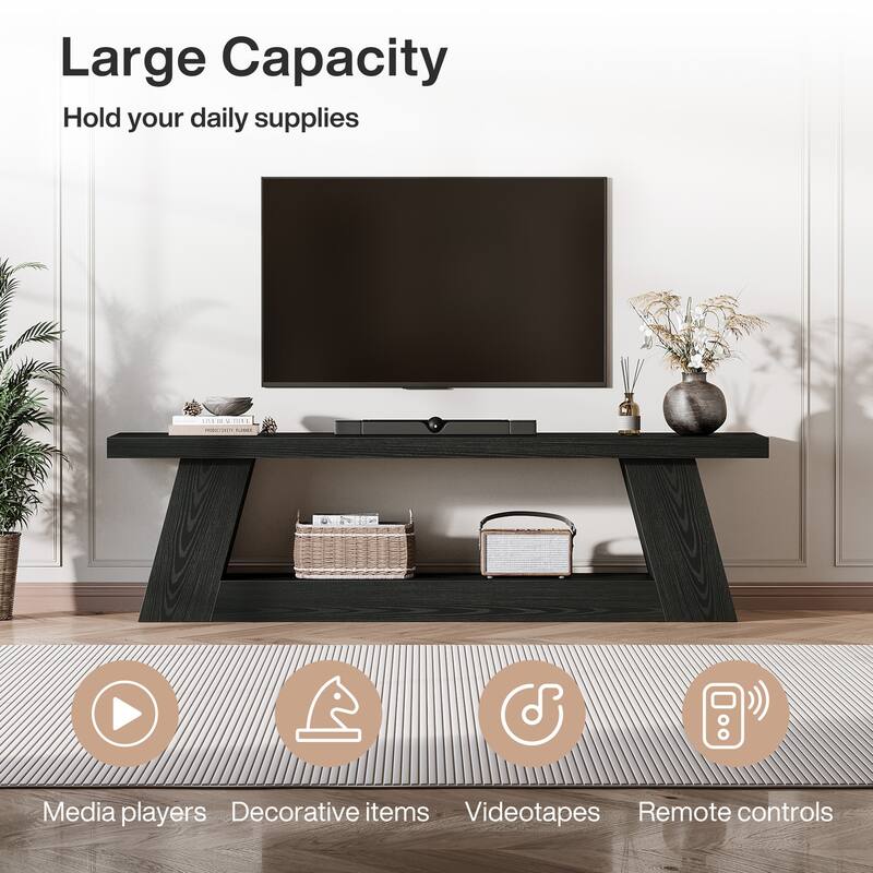 63" Extra Long Wooden Entryway Bench, 2-Tier Storage Shelf Hallway Seating Bench for Living Room, Bedroom, Kitchen