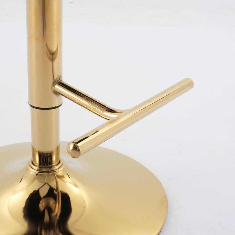 Swivel Barstools Adjusatble Seat Height With Gold-plating Base,Classic Velvet Upholstered Bar Stools,Set of 2