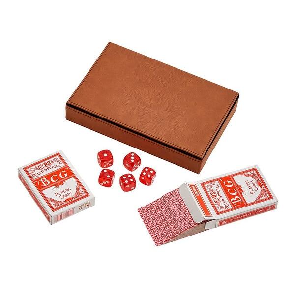 slide 2 of 7, Leatherette 2 Card Deck Set - 7.75" x 5" x 1.5" Caramel