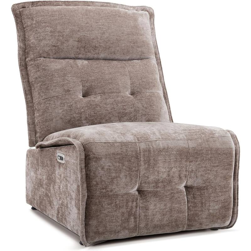 MCombo Armless Power Recliner Chair with USB Ports, 3.5" Wall Clearance Electric Reclining Sofa Chair for Living Room, ALR01 - Brown