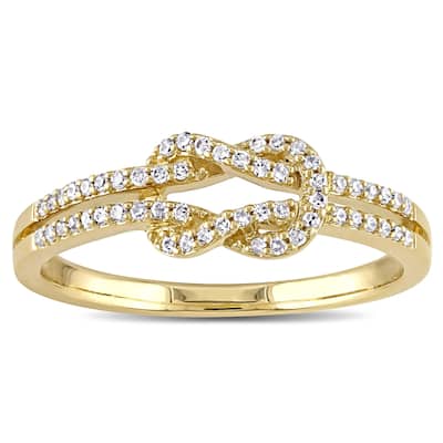 Miadora 14k Yellow Gold 1/6ct TDW Diamond Double Row Infinity Ring - White