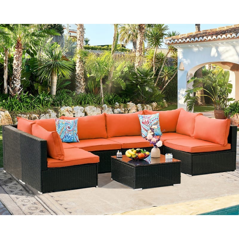 Outdoor 7-Piece Sofa Seating Group with Cushions
