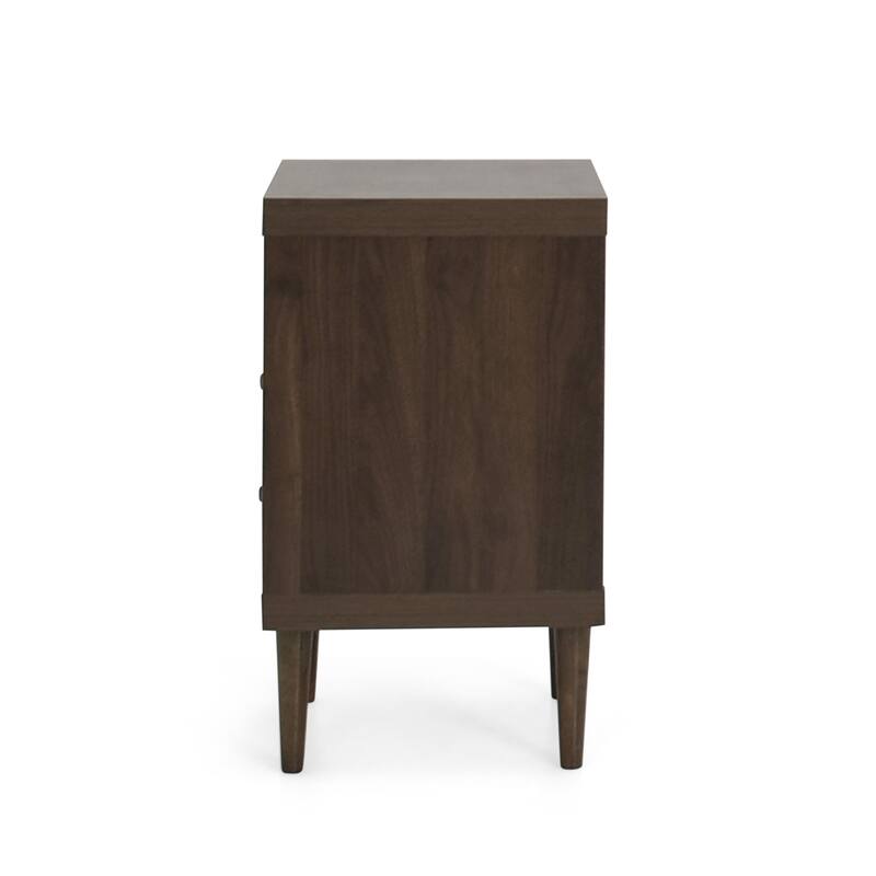 Faux Wood Nightstand, Storage Cabinet with 2 White Drawers Bedside Table Living Room, Rustic Beside Sofa Table for Home Bedroom