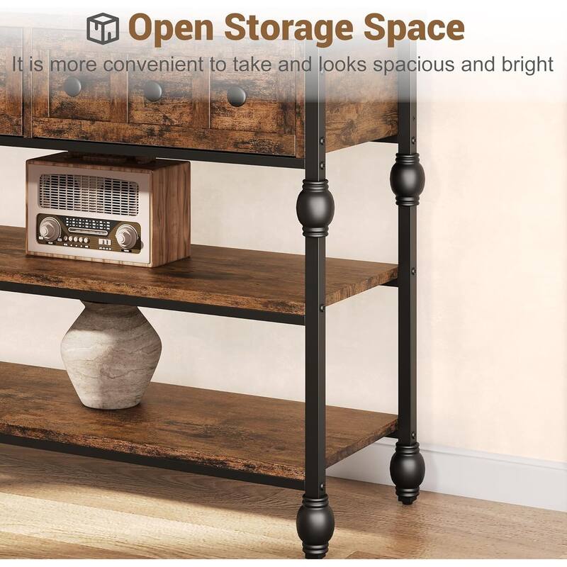 53" 3-Tier Console Sofa Table, Entryway Table with 3 Drawers