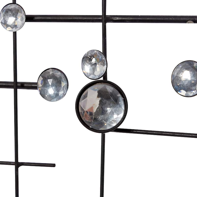 Silver Metal Abstract Home Wall Decor with Crystal Embellishments