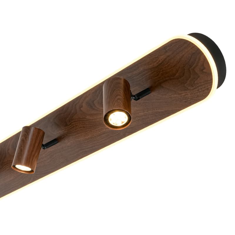 Farmhouse Wood LED Oval Linear Adjustable Spotlight Flush Mount