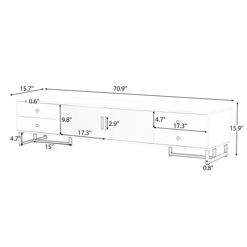 70.9'' Modern TV Stand for 65+ Inch TVs, Entertainment Center with 4 Drawers, Cabinet & Cable Management for Living Room