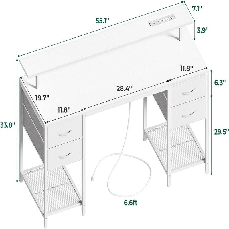 55 inch Computer Desk with 4 Drawers